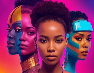 Obraz premium illustration of female faces in different colors