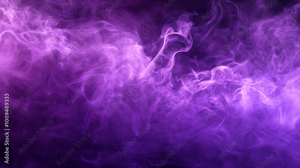 Wall mural elegant violet smoke creating abstract forms on dark backdrop