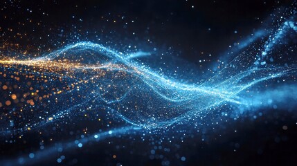 Obraz premium Abstract Blue and Gold Glitter Wave Background