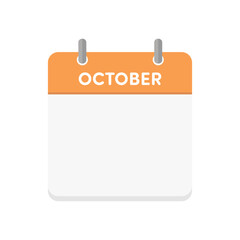 Minimalist Icon of October Flip Calendar with Blank Date Area for Scheduling and Planning - English Calendar Template