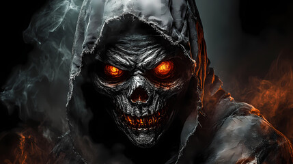 Grim Reaper in the Shadows: Symbol of Fears for Halloween