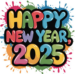 Happy new year 2025 illustration vector .