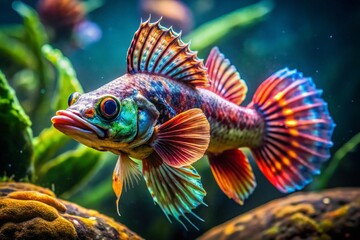 Stunning Dragon Fish Swimming Gracefully in Clear Water with Vibrant Colors and Intricate Details
