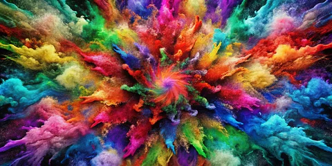 Vibrant explosion of colorful powder creating dynamic and energetic scene