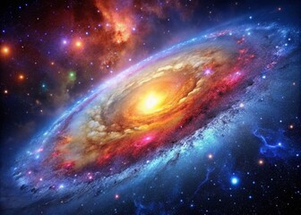 Stunning High Definition Galaxy View with Colorful Nebulae and Stars in Deep Space Background