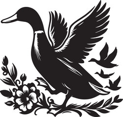 Stunning Duck Silhouette Art Illustrations for Creative Designs