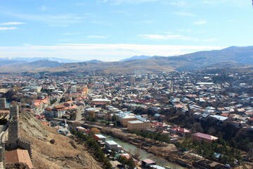 Akhaltsikhe City view from Rabati Castle, Georgia in winter