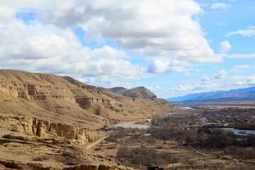 View from Uplistscikhe rock cave town from Georgia