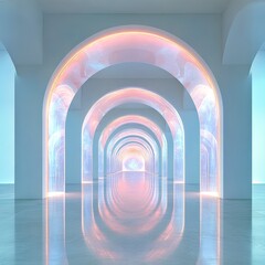 Naklejka premium Glowing Arches Abstract Minimalist Interior Design