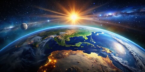Fototapeta premium Stunning View of Planet Earth from Outer Space Capturing Its Beauty and Vibrant Colors in Orbit