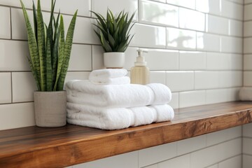 Neat and Cozy Bathroom Scene with Fresh Towels