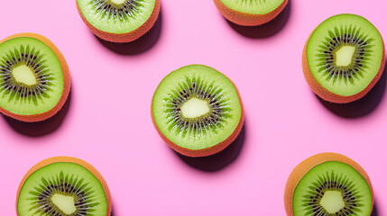 Fototapeta premium kiwi an a pink background