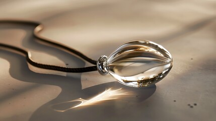 A minimalist glass pendant necklace with a sleek design