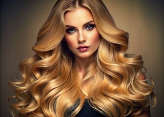 Fototapeta premium Stylish Long Blonde Haircuts for Women Featuring Layers, Waves, and Modern Trends in Hair Design