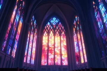 Obraz premium Breathtaking Interior of a Cathedral with Stained Glass