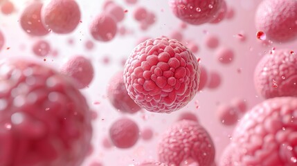Close up of stem cells in lab grown synthetic meat cultivation  innovations in food science, protein food of the future, banner