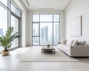 Fototapeta premium Elegant and Spacious Urban Apartment with City Views