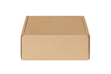 Plain brown cardboard box with flaps ideal for packaging, shipping, or storage on a transparent background for design concepts