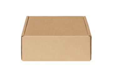 Plain brown cardboard box with flaps ideal for packaging, shipping, or storage on a transparent background for design concepts