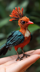 Fototapeta premium hand holding a peacock