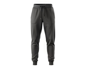 A mockup of black jogger pants, showcasing their simple and stylish design, isolated against a white background.