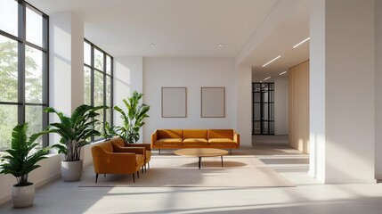 Fototapeta premium A bright and airy coworking office with an open-concept layout