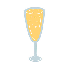 Cartoon champagne isolated on white background. Vector illustration of classical alcohol drink.