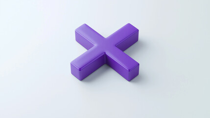 Obraz premium Simple Purple Plus Sign on White Background 