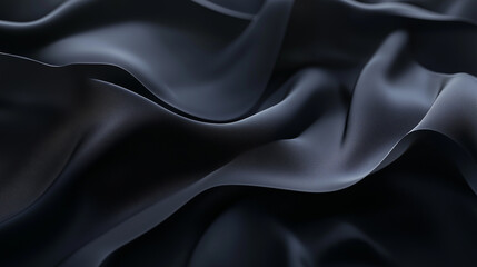 Fototapeta premium Elegant Black Waves and Satin Ribbon on a Dark Canvas 