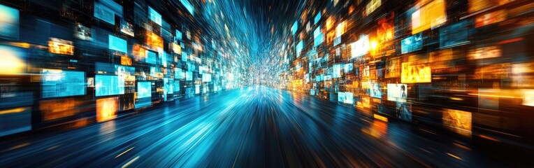 Blurred interface highlights various channels and content for streaming services