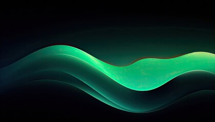 Abstract Green Wave on Black Background.