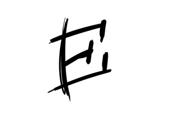  calligraphy letters E, font Isolated