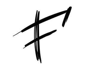  calligraphy letters F, font Isolated
