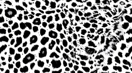 Seamless black and white leopard print pattern.