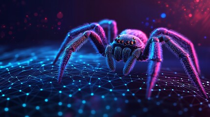 Sci-fi spider glowing brightly in captivating digital art creation