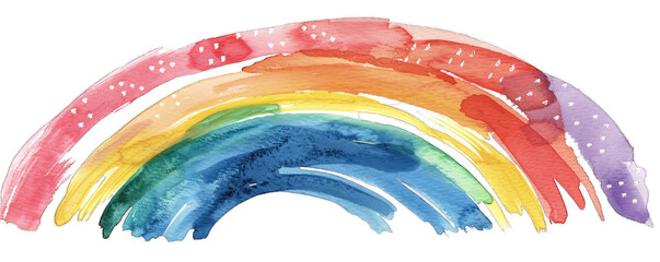 A hand-drawn rainbow with vibrant brush strokes, depicting a colorful weather pattern in abstract style.