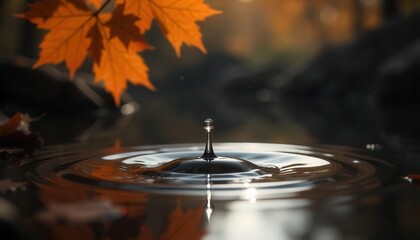 Obraz premium autumn leaves falling in water