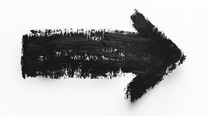 Black Paint Brush Stroke Arrow Right Direction Graphic Design Element