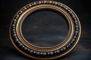Obraz premium antique gold circle frame elegantly isolated against a simple background emphasizing the intricate details and vintage charm of the design
