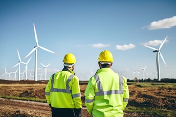 Two maintenance windmill outdoors turbine.