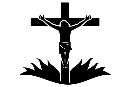 black jesus on cross silhouette clip art preview