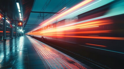 Urban environment showcasing stunning speed light trails and reflections