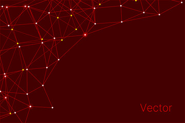 Abstract Polygon Network Connecting shape Red background design concept