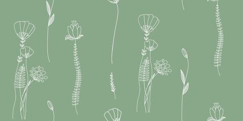 Modern floral with flowers print. Seamless pattern. Hand drawn style.
