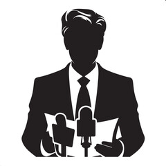 Journalist vector image silhouette. 
