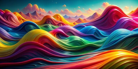 Obraz premium Vibrant Abstract Background with Fluid Shapes and Colorful Waves for Creative Design Projects