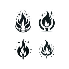 a black and white logo of a fire with the words fire on it
