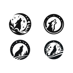 a black and white logo with a wolf and a wolf on it.