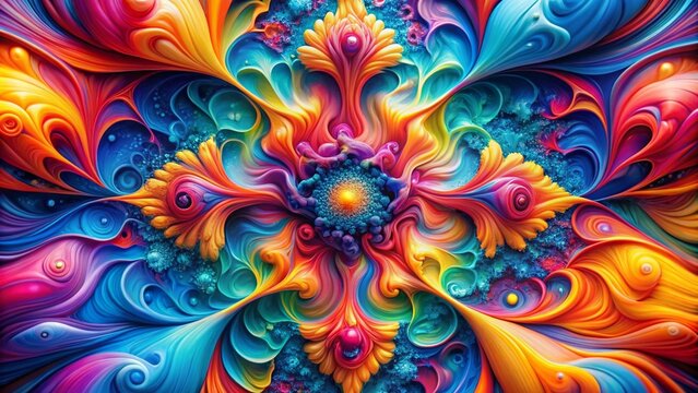 Vibrant and Colorful Abstract Progenie Pattern with Dynamic Shapes and Fluid Motion Effects