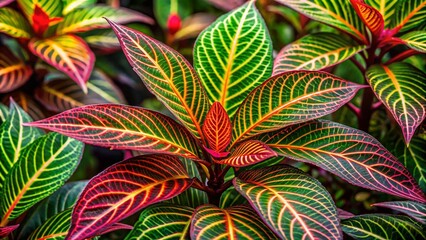Vibrant and Colorful Exotic Weed with Unique Leaf Patterns in a Lush Natural Environment